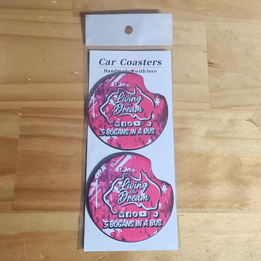 5 Bogans in a Bus Car Coasters (2pcs)