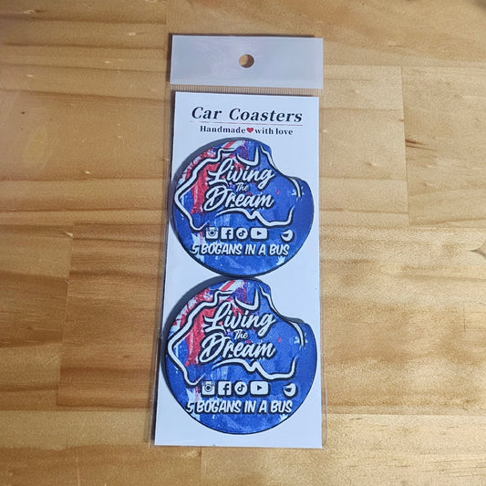 5 Bogans in a Bus Car Coasters (2pcs)