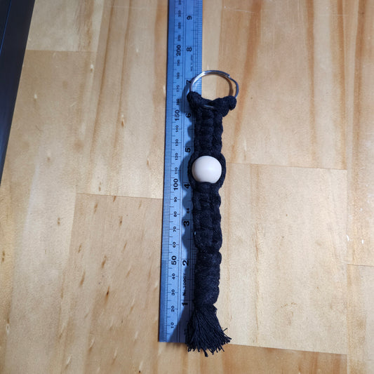 Macrame Keyring - Black with Bead