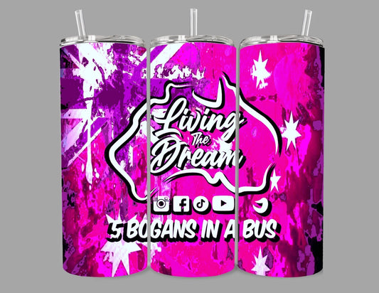 5 Bogans in a Bus Design 20oz Tumbler - Pink